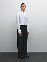 Slim fit striped 100% cotton shirt