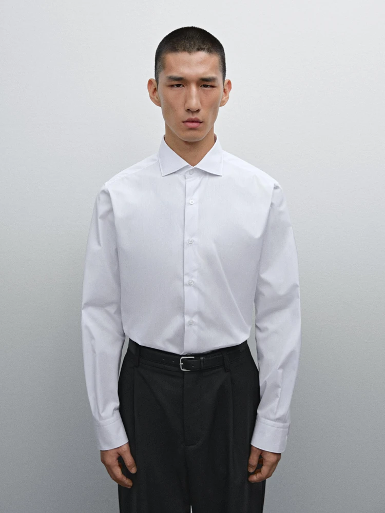 Slim fit striped 100% cotton shirt
