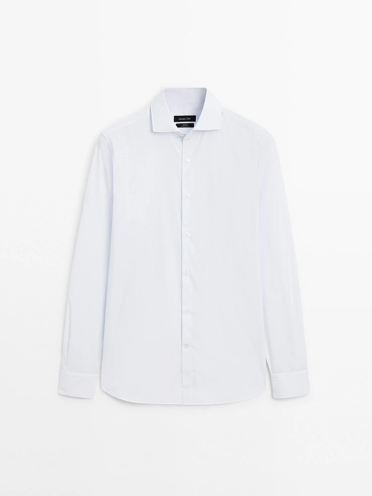 Slim fit striped 100% cotton shirt