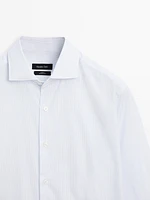 Slim fit striped 100% cotton shirt