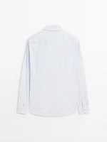 Slim fit striped 100% cotton shirt