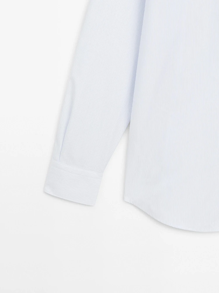 Slim fit striped 100% cotton shirt