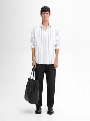 100% cotton poplin striped shirt