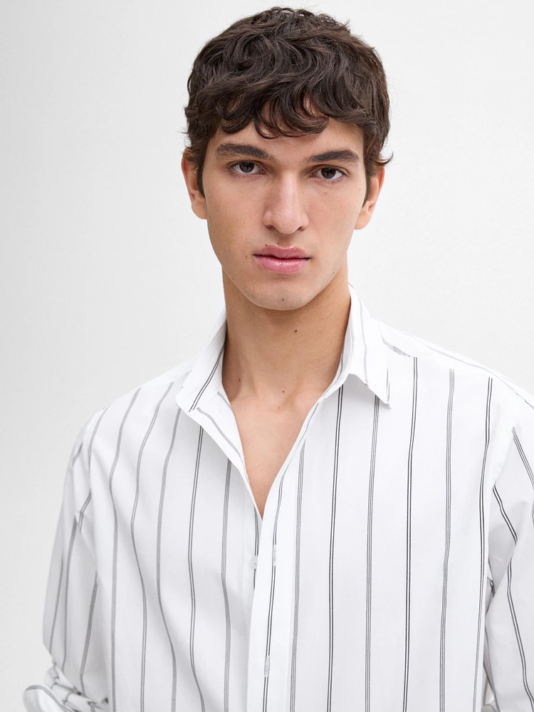 100% cotton poplin striped shirt