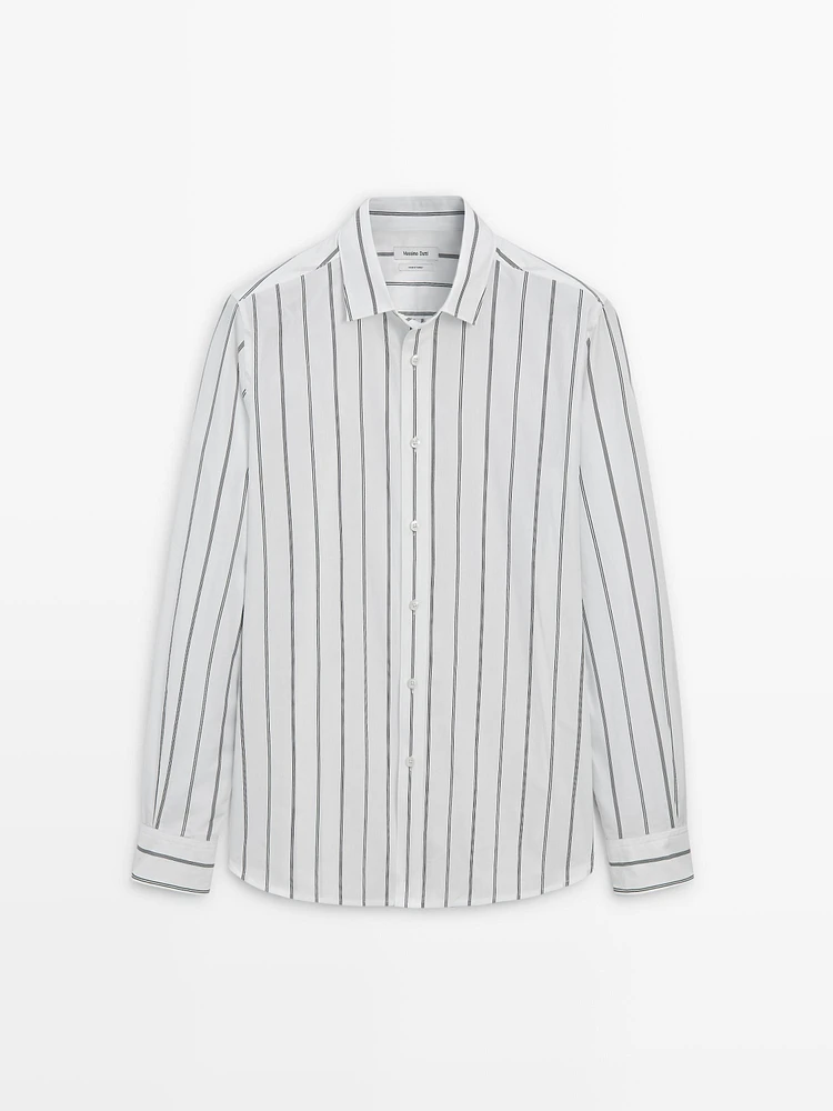 100% cotton poplin striped shirt