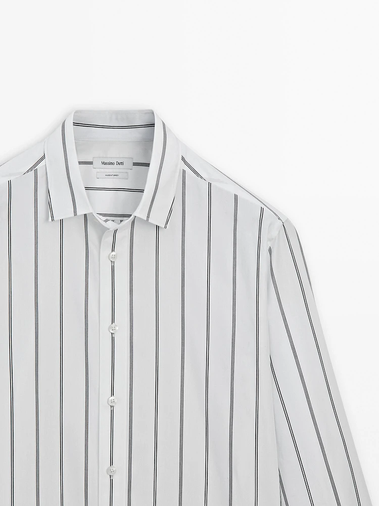 100% cotton poplin striped shirt