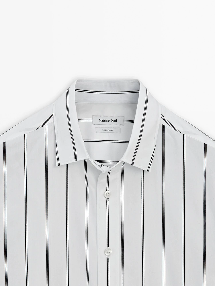 100% cotton poplin striped shirt