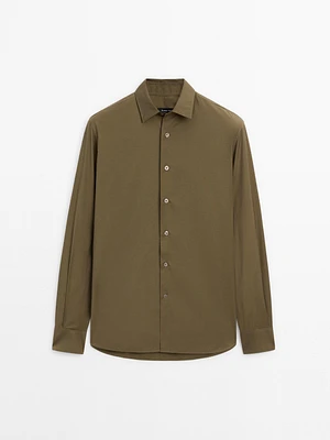 Cotton blend poplin shirt