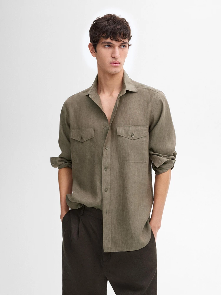 100% linen shirt with pockets