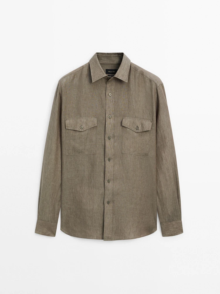 100% linen shirt with pockets