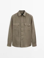 100% linen shirt with pockets