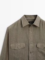 100% linen shirt with pockets