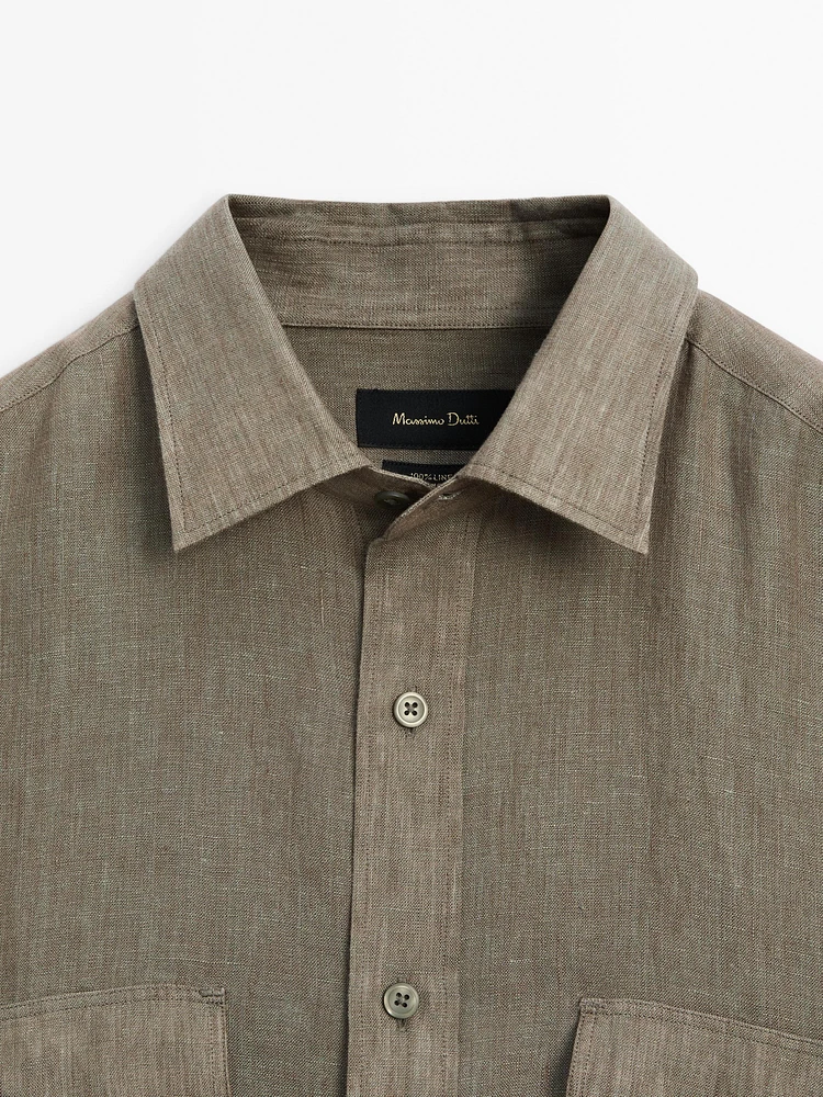 100% linen shirt with pockets