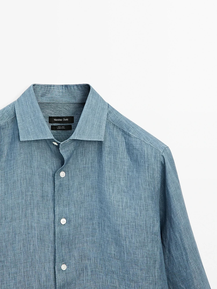 Lightweight regular fit 100% linen shirt