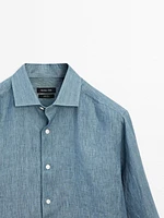 Lightweight regular fit 100% linen shirt