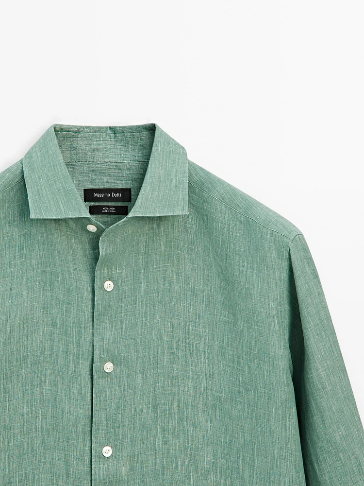 Lightweight regular fit 100% linen shirt