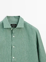 Lightweight regular fit 100% linen shirt