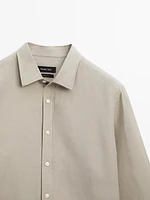 Regular fit cotton blend shirt