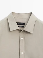 Regular fit cotton blend shirt