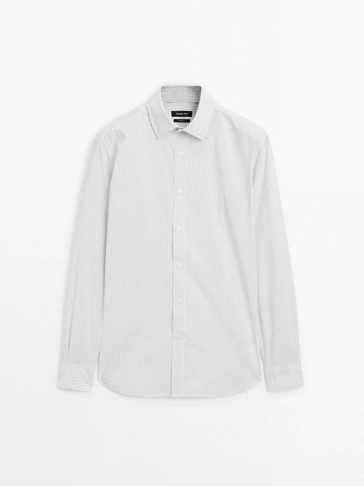 Slim fit striped poplin shirt