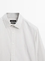 Slim fit striped poplin shirt