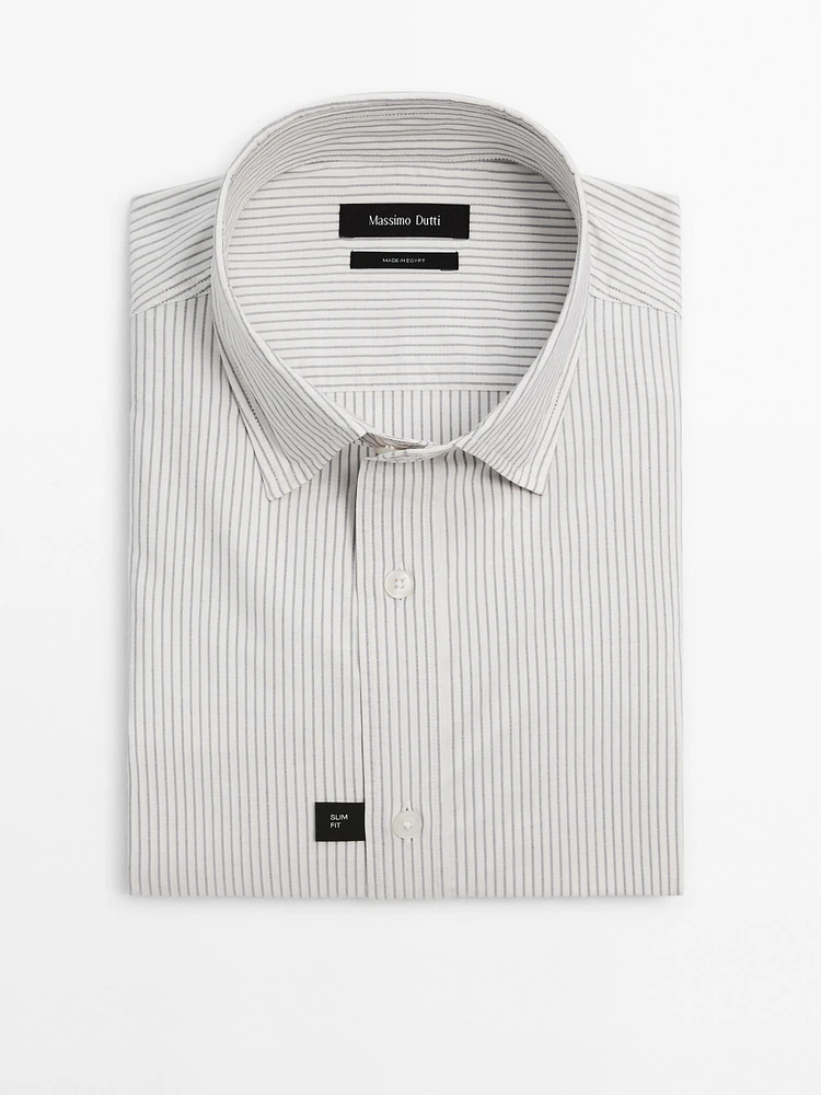 Slim fit striped poplin shirt