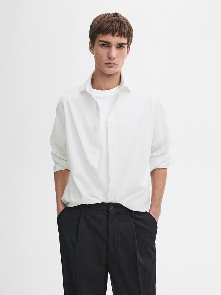 100% cotton regular fit striped shirt