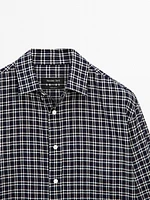 Regular fit check cotton blend shirt