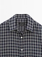 Regular fit check cotton blend shirt