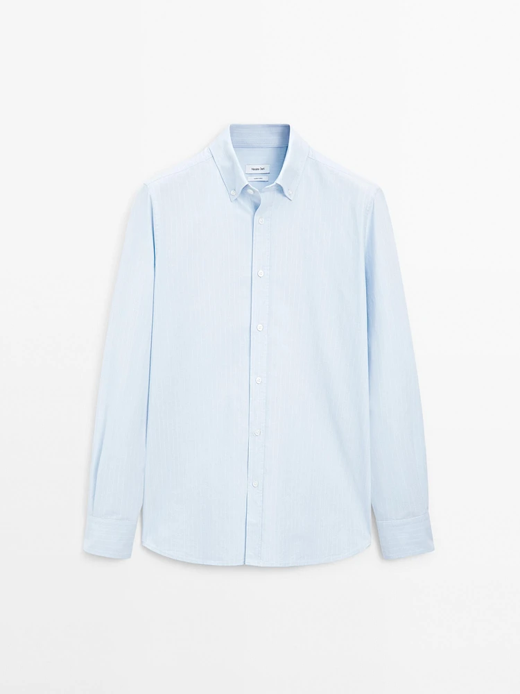 Regular fit striped cotton shirt