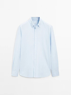 Regular fit striped cotton shirt
