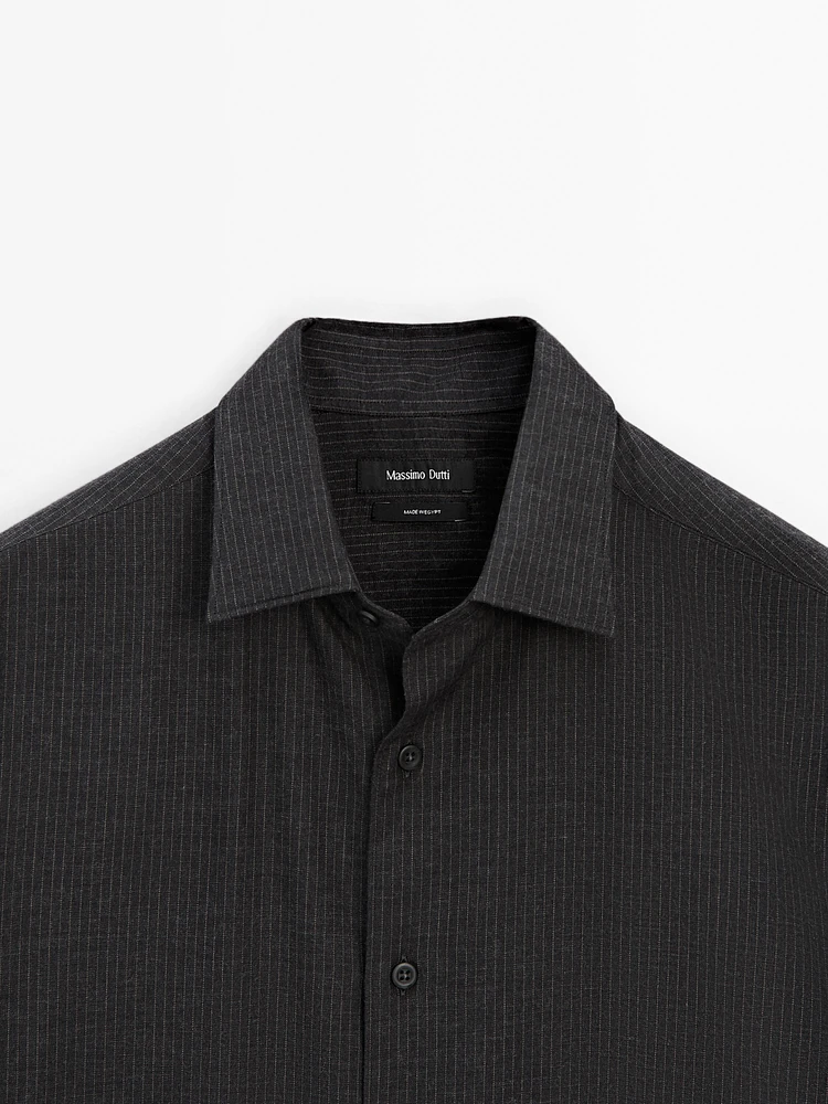 100% cotton micro-stripe shirt