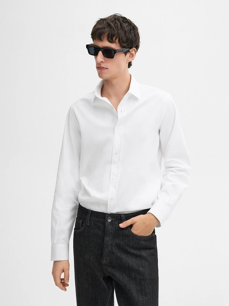 Regular fit textured cotton shirt