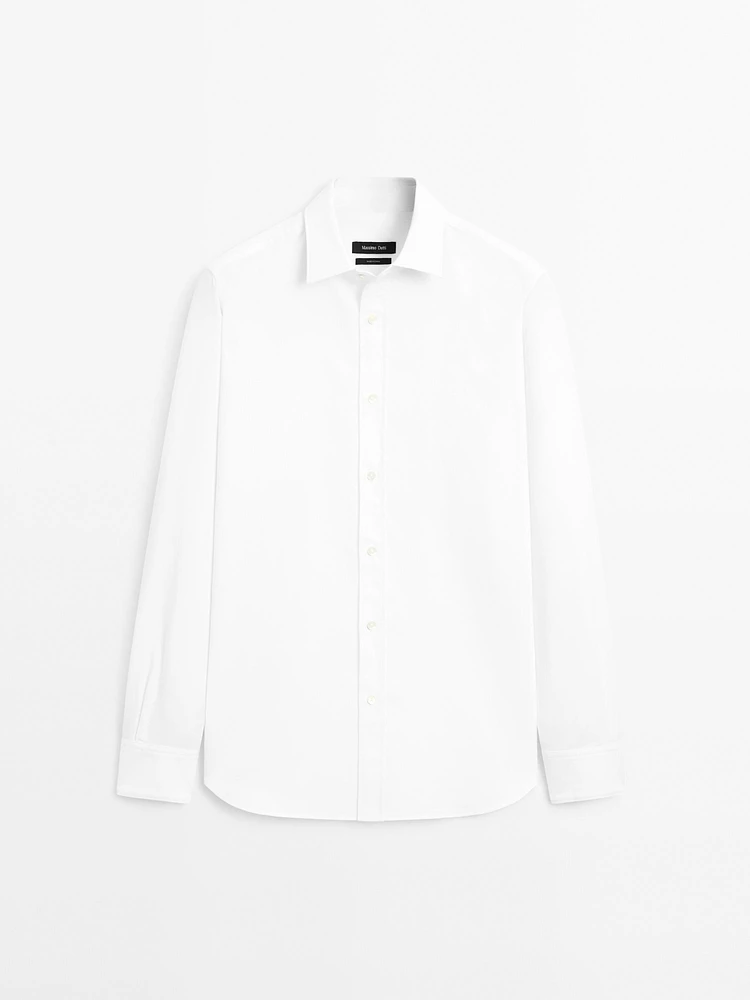 Regular fit textured cotton shirt