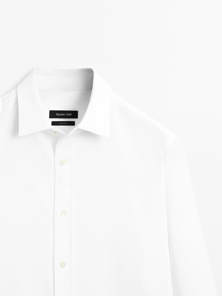 Regular fit textured cotton shirt