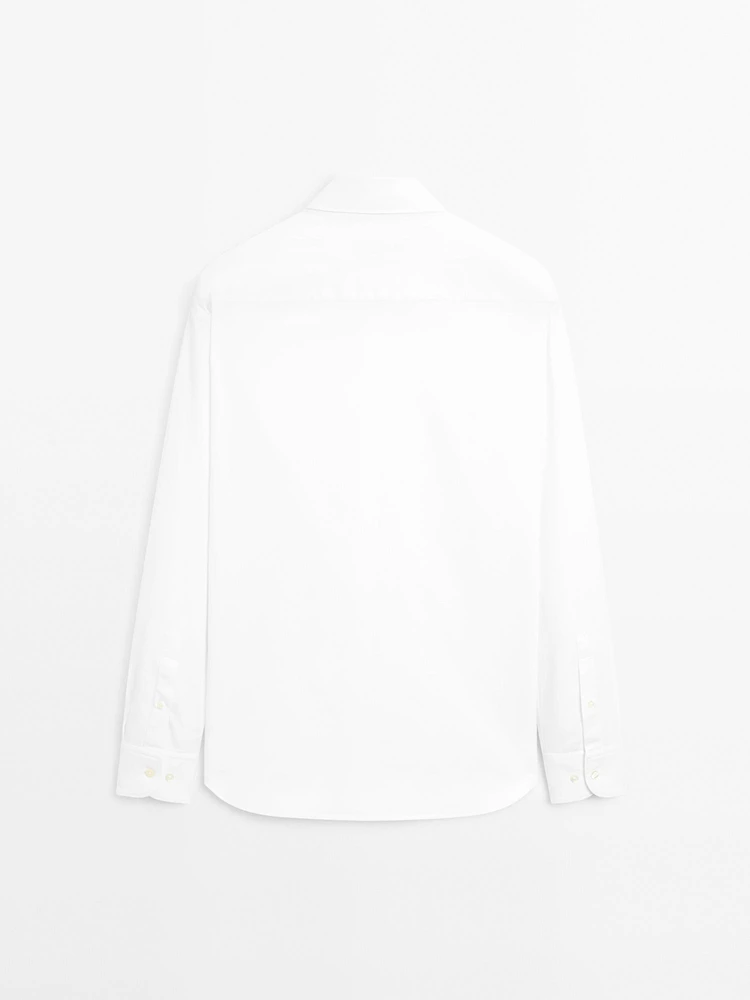 Regular fit textured cotton shirt