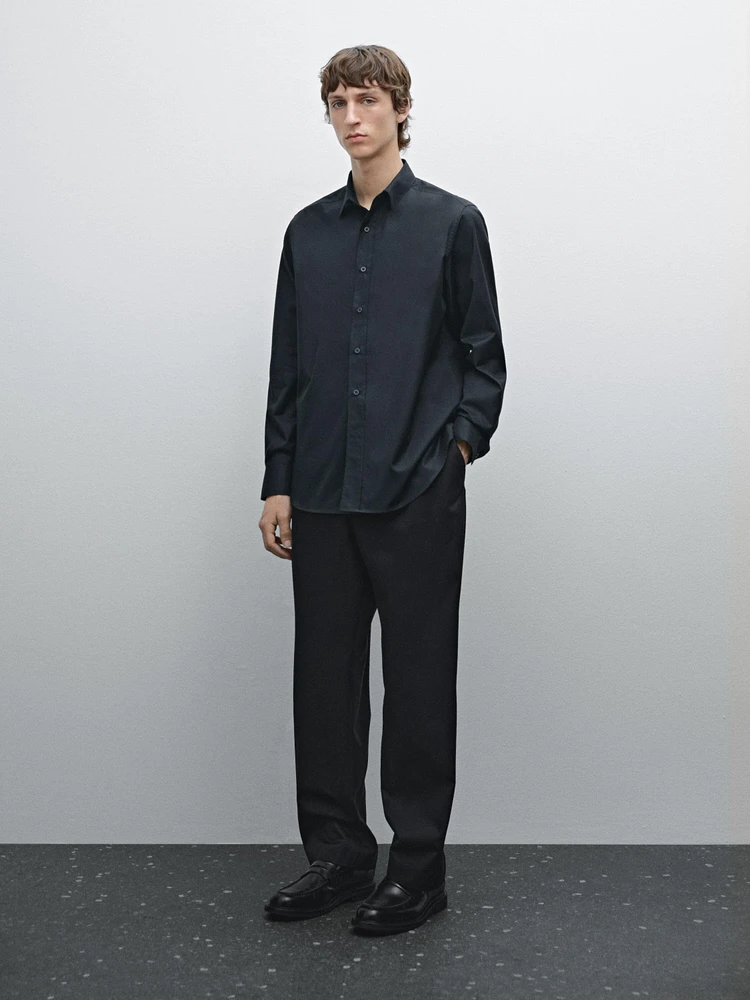 Regular fit 100% cotton twill shirt