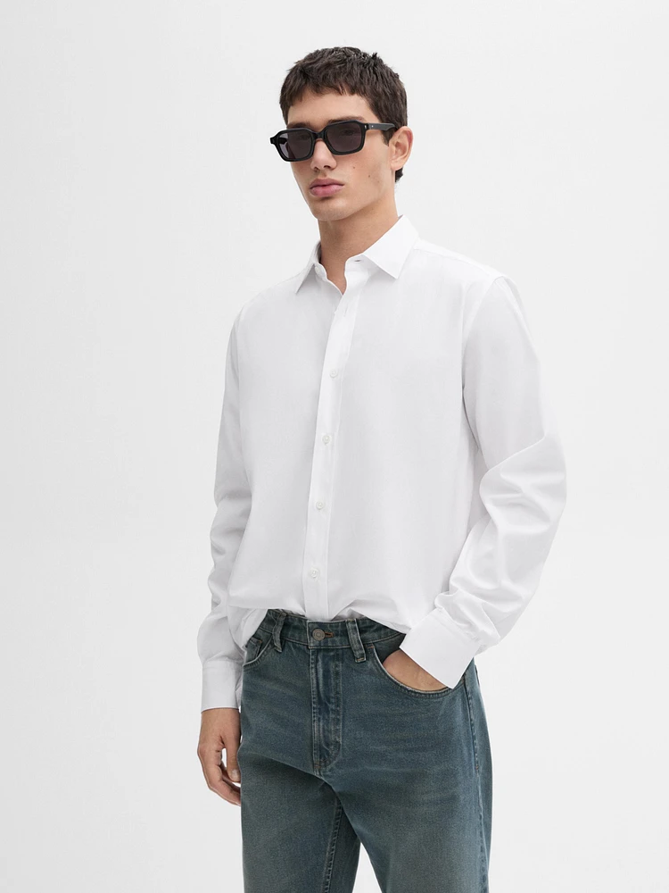 Chemise regular fit en popeline de coton