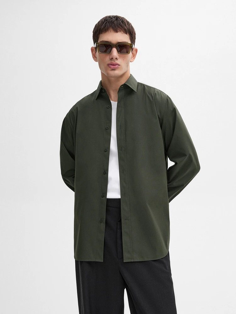Regular fit cotton poplin shirt