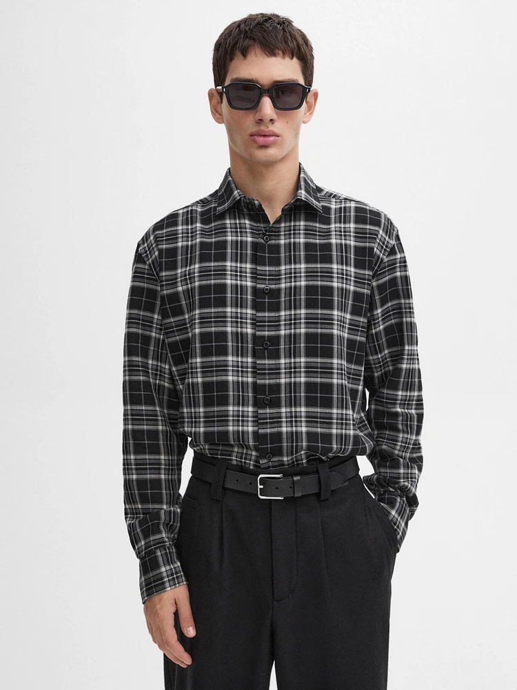 Cotton blend check shirt