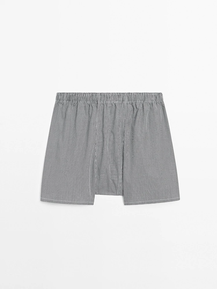 100% cotton mini check boxers