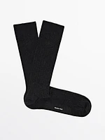 Ribbed cotton blend socks