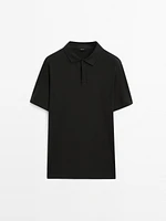 Short sleeve cotton polo shirt with placket