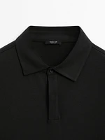 Short sleeve cotton polo shirt with placket