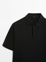 Short sleeve cotton polo shirt with placket