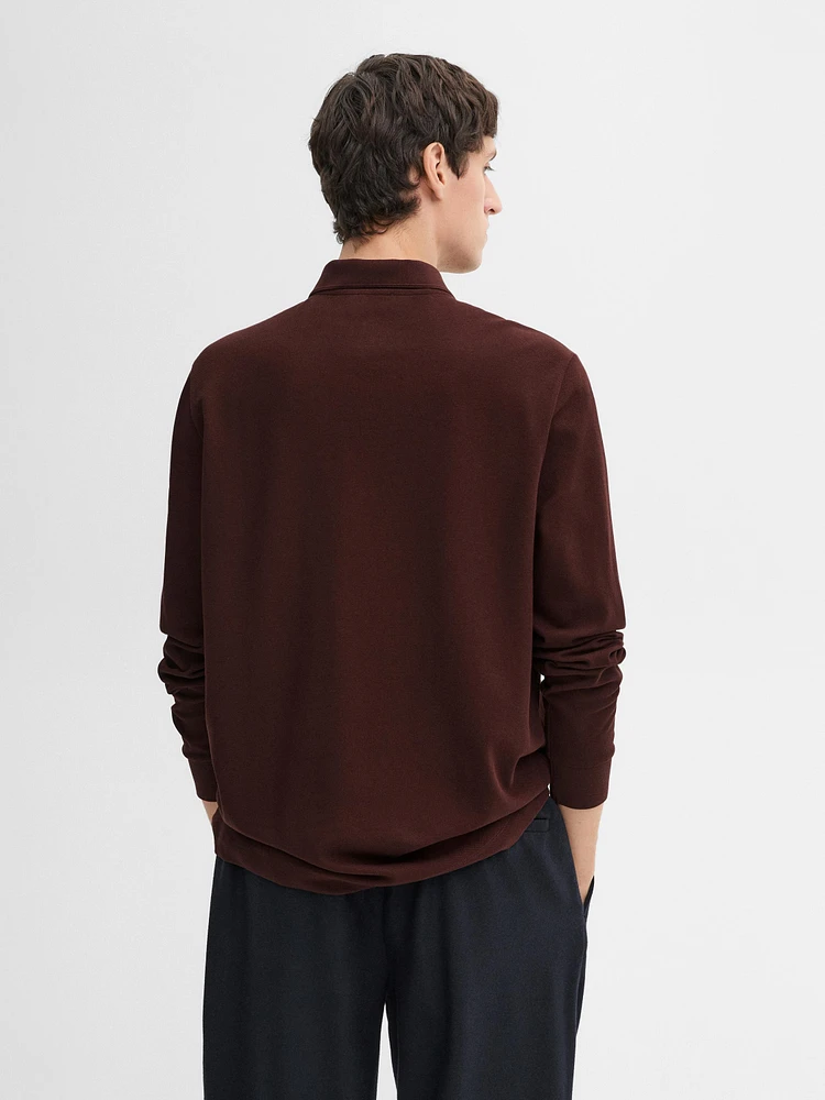 Cotton blend polo sweater
