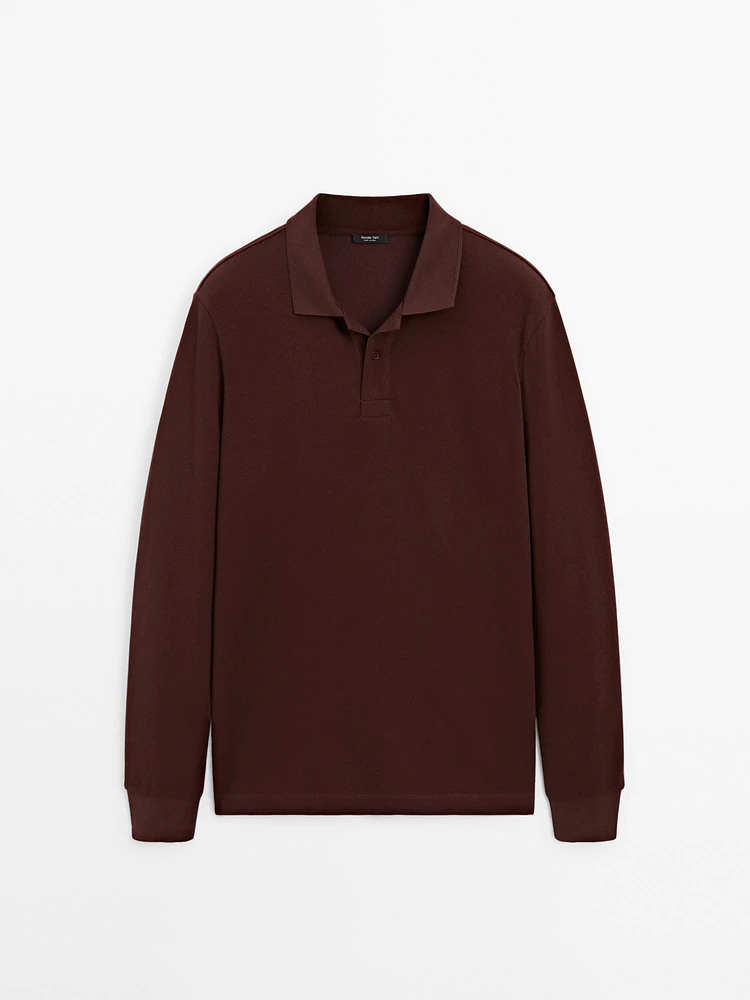 Cotton blend polo sweater