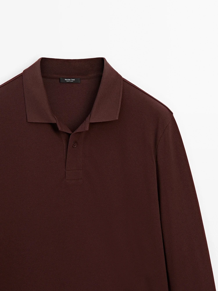 Cotton blend polo sweater