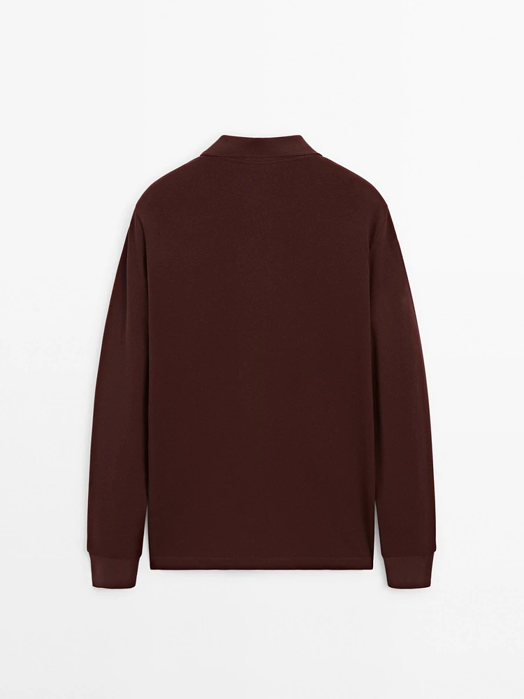 Cotton blend polo sweater