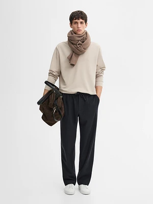 Cotton blend knit polo sweater